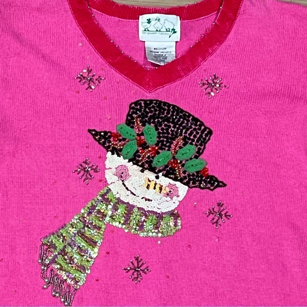 Vintage The Quacker Factory Raime Sequin Snowman Sweater Women’s Medium - Picture 7 of 7